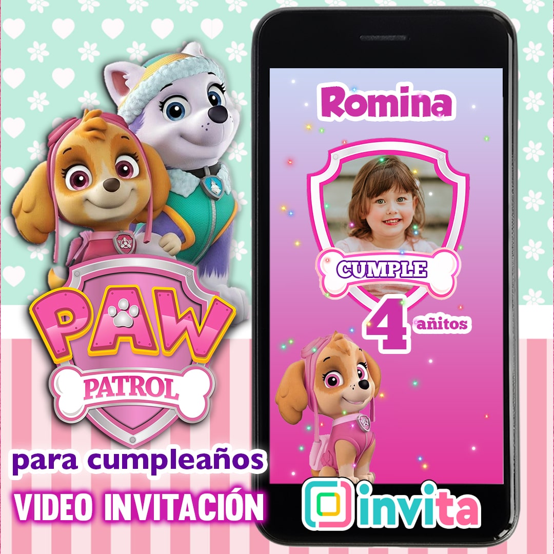 Skye PAW Patrol - Invitación Cumpleaños Niña - Video/Animada/Digital -  OnlyFiesta